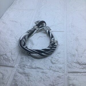 Sliver Classic Anchor Clasp Bracelet Men’s‎ White and Black